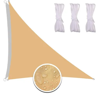 Immagine prodotto di Tenda da sole impermeabile, dimensioni 3x3x4,3 metri, realizzata in tessuto Oxford color sabbia, con protezione UV del 92%