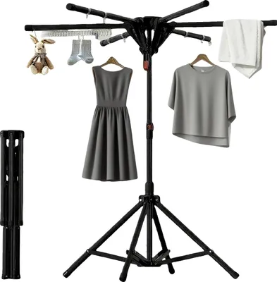 Immagine prodotto di Porta abiti, design pieghevole, bracci regolabili, colore nero