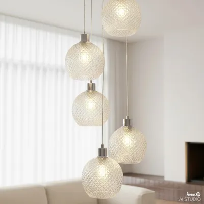 Produktbild von home24 Pendelleuchte - 5-flammig - Glas / Eisen