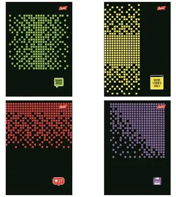 Produktbild von Heft A5, 96 Seiten, kariert, Pixel Pulse (10 Stück) - UNIPAP