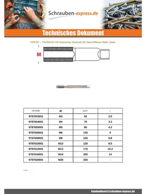 Produktbild von HSS-Gewindebohrer M8 gewinde 125