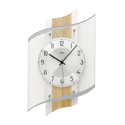 Image de Horloge murale radiocommandée moderne verre minéral imprimé - AMS Modèle : 5520