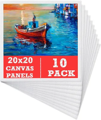 Produktbild von Leinwand 20 x 20 cm, 10 Stück, 100% Baumwolle, vorgespannt, für Acryl und Ölmalerei
