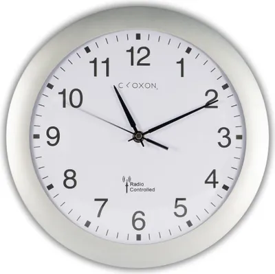 Produktbild von CLOXON Funkwanduhr 30 cm silber Wanduhr mit automatischer Zeitstellung per Funk