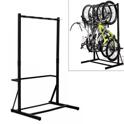 Zdjęcie produktu dla Wolnostojący stojak rowerowy na 5 rowerów stalowy 117 x 91,5 x 205,5 cm RI98 czarny