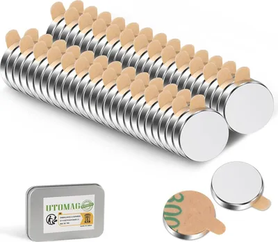 Image de Aimants néodyme puissants et autocollants - Idéaux pour le bureau et la cuisine - 52 pièces - 10 x 2 mm