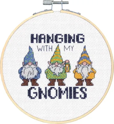 Produktbild von Dimensions Kreuzstich Set mit Stickrahmen "Gnome", Zählmuster, Diam 15,2cm