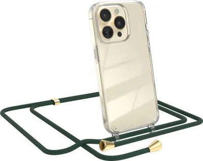 Produktbild von EAZY CASE Handykette kompatibel mit Apple iPhone 14 Pro, Handyhülle mit Umhängeband, Handykordel, Schutzhülle Clear, Band in Grün