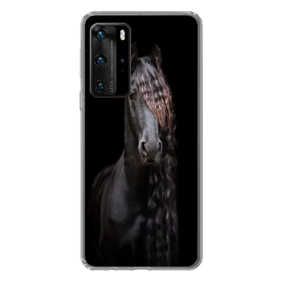 Produktbild von MuchoWow® Handyhülle Schutzhülle Hülle für Huawei P40 Pro Pferde - Friesisch - Mähne - Schwarz - Tiere Silikon Softcase Handy Hülle - Schutz