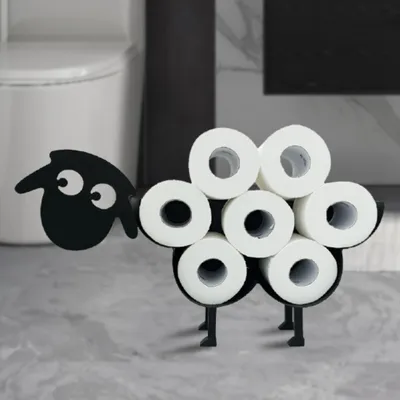 Produktbild von Toilettenpapierhalter, Schaf Schwarz WC Rollenhalter Klopapierhalter, freistehend und wandmontiert, lustiger Ersatzrollenhalter, Dekoration