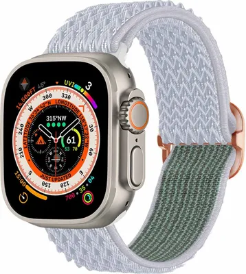 Produktbild von imoshion Elastisches Nylonarmband für das Watch Series 1 t/m 11 / SE / Ultra (44/45/46/49 mm) - Hellgrau