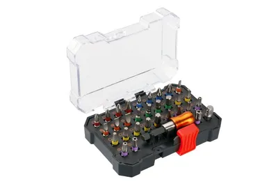 Produktbild von Bit-Set 56-teilig aus Chrom-Vanadium-Stahl mit magnetischem Schnellspann-Bithalter und Koffer