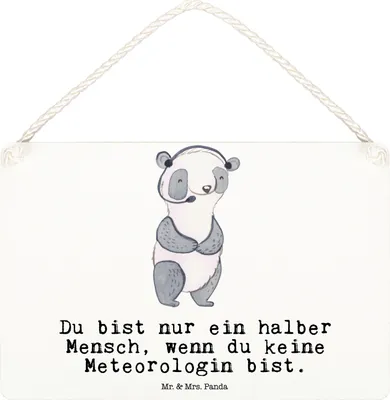 Produktbild von Mr. & Mrs. Panda Schild Meteorologin Herz DIN A6 - Weiß - Geschenk, hängeschild, Wandbild Holz, holzbild, kleine aufmerksamkeit, Türschild