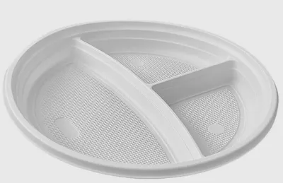 Produktbild von Plastikteller 200 Stück 3-geteilt Ø22 cm
