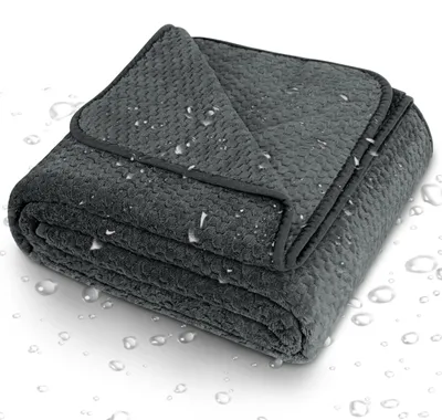 Productafbeelding van Solidchoice - Waterdichte Sherpa Deken Lichtgrijs 152x101 cm - Bankbescherming