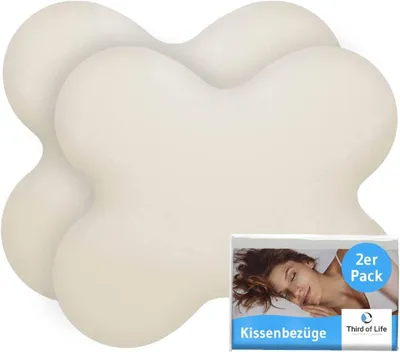 Produktbild von Kissenbezug Elfenbein-weiß Doppelpack, Perfekt für ACAMAR Seitenschläfer-Kissen, Baumwolle (Double Jersey), Bügelfrei & trocknergeeignet, Kissenhüllen Set mit Reißverschluss,