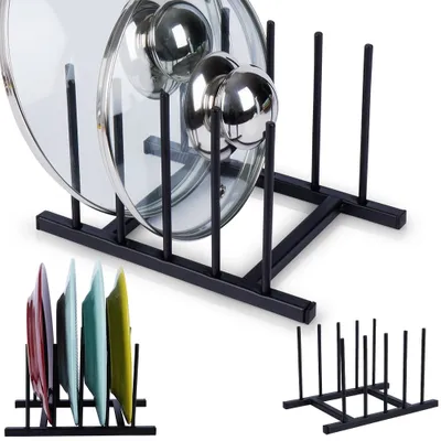 Produktbild von Tellerständer Abtropfgestell Deckelhalter Tellerhalter Aufsteller aus Metall schwarz 19,5x12,5x12 cm