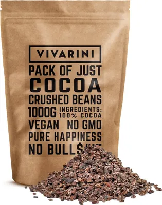 Obrázek produktu pro Vivarini – Kakao 1 kg – 100% čisté kakaové boby – výživné, aromatické, neslazené – univerzální použití do müsli, na pečení, do nápojů – z Peru