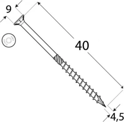 Immagine prodotto di DMX - Viti da costruzione per legno con testa svasata CS 4,5 mm - TORX - Zinco galvanizzato