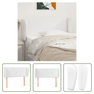 Produktbild von The Living Store Kopfteil mit Ohren Weiß 103x23x78/88 cm Kunstleder