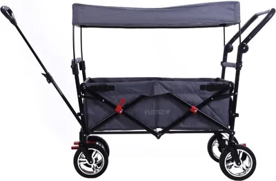 Produktbild von FUXTEC Bollerwagen FX-CT700 mit UV-geschütztem Sonnendach und zusätzlichem Schiebegriff GRAU Grau