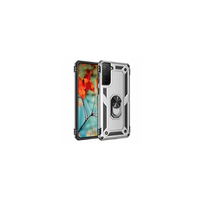 Produktbild von Silikon TPU Slim Case mit 360 Grad Ring Ständer Schutzhülle Kickstand Handyhülle Magnetische Autohalterung kompatibel mit Samsung Galaxy S20 FE Silber
