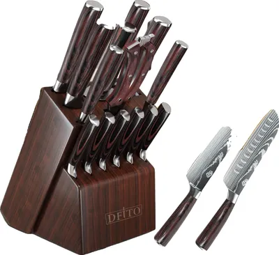 Produktbild von Messer Set, 14-teilige Kollektion, hochlegierter Edelstahl, scharfe Klinge