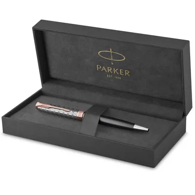 Produktbild von PARKER Sonnet Kugelschreiber | Premium Metal & Grey Satinierung mit Rotgoldbeschichtung | Medium Spitze mit schwarzer Tinte Nachfüllen | Geschenkbox