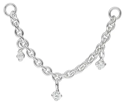 Produktbild von Wildcat Piercingkette - Crystal Pendants Piercing Connection Chain aus Silber, Körperstelle: Ohr, Nase, Länge: 40,0mm, Silber-Kristallklar