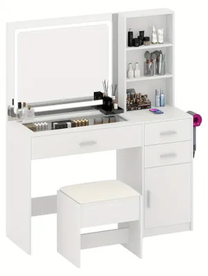 Immagine prodotto di Tavolino da trucco - Specchio con illuminazione a LED - 4 cassetti