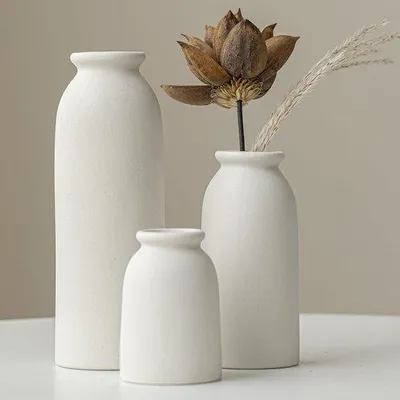 Zdjęcie produktu dla Zestaw ceramicznych wazonów, biały, żółty, mały, dekoracja