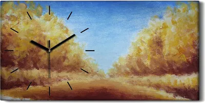 Produktbild von Küchenuhr Bürouhr Leinwand Uhr 60x30 Gemälde Wald Bäume Herbst Himmel Kunst - schwarze Hände
