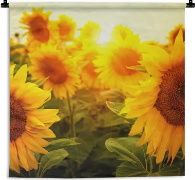 Produktbild von MuchoWow® Wandteppich Wandbehang Sonnenblume - Gelb - Blumen - Sonne 120x120 cm Tapisserie Dekoration Wandtuch - Modern - Baumwollgewebe