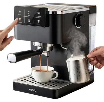 Zdjęcie produktu dla avenido AV 4393 kolbowy ekspres ciśnieniowy 20 bar, 1350W, spieniacz mleka, 1.5L