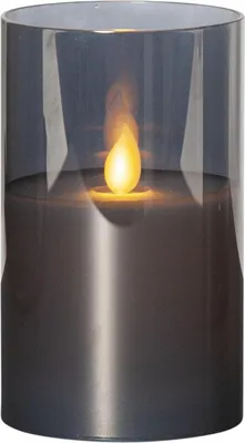 Produktbild von LED Windlicht ,M-Twinkle' mit Flackereffekt, Batterie, Timer, grau, H 12,5cm
