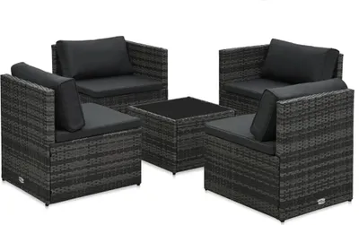 Obrázok produktu pre vidaXL 5-dielna záhradná sedacia súprava s vankúšmi Poly Rattan Grey