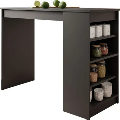 Produktbild von MIRJAN24 Küchentisch Zotino, Praktisch Tisch mit Regal, Stilvoll Tresentisch, Stehtisch (Farbe: Schwarz)