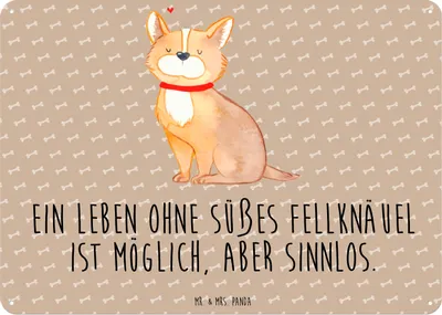 Produktbild von Mr. & Mrs. Panda tafel Hund Glück DIN A6 - Hundeglück - Geschenk, wandtafel, Herz, Hunderasse, Spruch, Blechschild, Dekoschild Metall, Liebe, Schild, Wandbild, Corgie