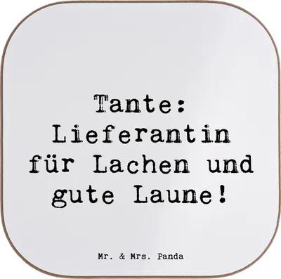 Produktbild von Mr. & Mrs. Panda Untersetzer für Gläser Spruch Tante Lieferantin - Weiß - Geschenk, Tischuntersetzer, Verwandtschaft, einzigartige Designs, Jubiläen, Familie, Glas, Neffe