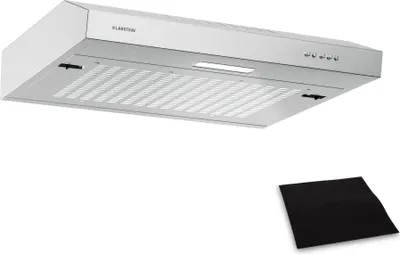 Image de Klarstein SlimVent Hotte Aspirante, 60 cm Hotte de Cuisine Gain de Place, 200 m³/h, Énergie A+, Silencieuse 52 dB, LED, Filtre à Charbon, Hotte à Tiroir, Argent