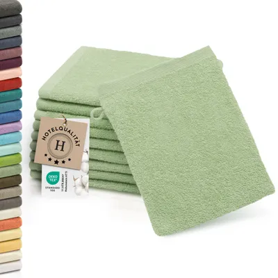 Produktbild von 10er Set Waschlappen aus Baumwolle, 16x21 cm, hellgrün