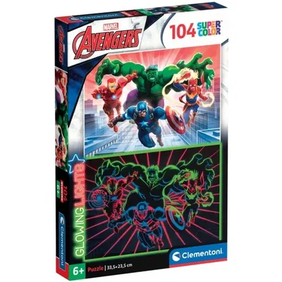 Zdjęcie produktu dla Świecące światła - Marvel Avengers (104 elementy) - Clementoni 27554 - (Zabawki / Puzzle)