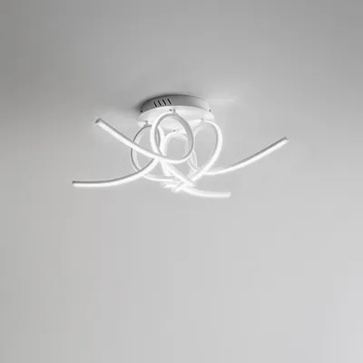 Image de Plafonnier LED moderne Tosca P4 60W 3200lm lumière chaude 3000K, design sculptural, aluminium blanc satiné, diffuseur opale