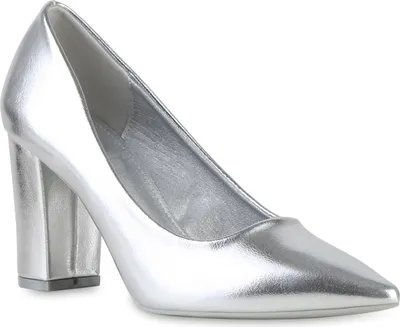 Produktbild von VAN HILL Damen Spitze Pumps Elegante Klassische Schuhe 841389, Farbe: Silber, Größe: 39