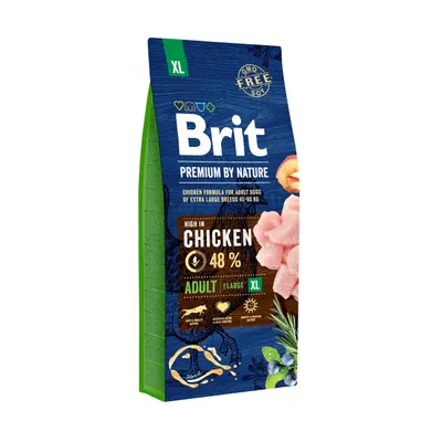 Obrázek produktu pro Brit Premium by Nature Adult XL - suché krmivo pro psy - Kuřecí maso, Losos 15kg