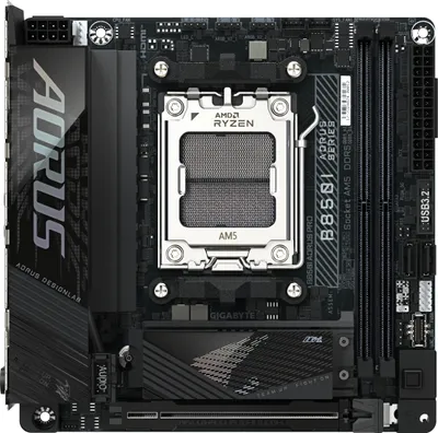 Produktbild von GIGABYTE B850I AORUS PRO Motherboard - Unterstützt AMD Ryzen 9000 Serie CPUs, 8+2+1 Phasen Digital-VRM, bis zu 8400MHz DDR5 (OC), 1xPCIe 5.0 + 1xPCIe 4.0 M.2, 2.5LAN, WIFI 7, USB 3.2 Gen 2, AMD, Sockel AM5, AMD Ryzen 7000 Series, AMD Ryzen 8000 Series, AMD Ryzen 9000 Series, Sockel AM5, DDR5-SDRAM, 128 GB