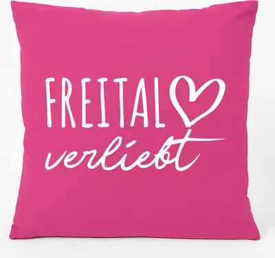 Produktbild von Huuraa Kissen Freital verliebt 40x40cm mit Füllung Fuchsia Baumwolle Dekokissen Geschenkidee