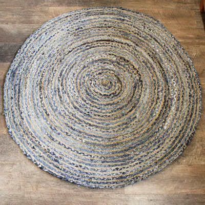Imagen del producto de Alfombra Redonda de Yute y Reciclaje de Mezclilla - 150 cm