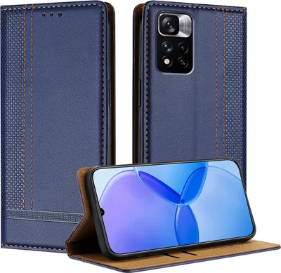 Produktbild von Handyhülle für Xiaomi Poco X4 NFC 5G Leder Flip Klappbare Schutzhülle mit Standfunktion Blau