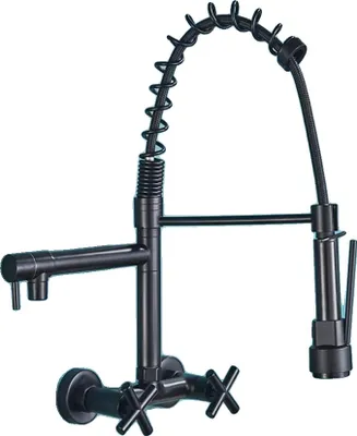 Immagine prodotto di Rubinetto da cucina, doccetta estraibile, rotazione a 360 gradi, nero opaco - 15 cm